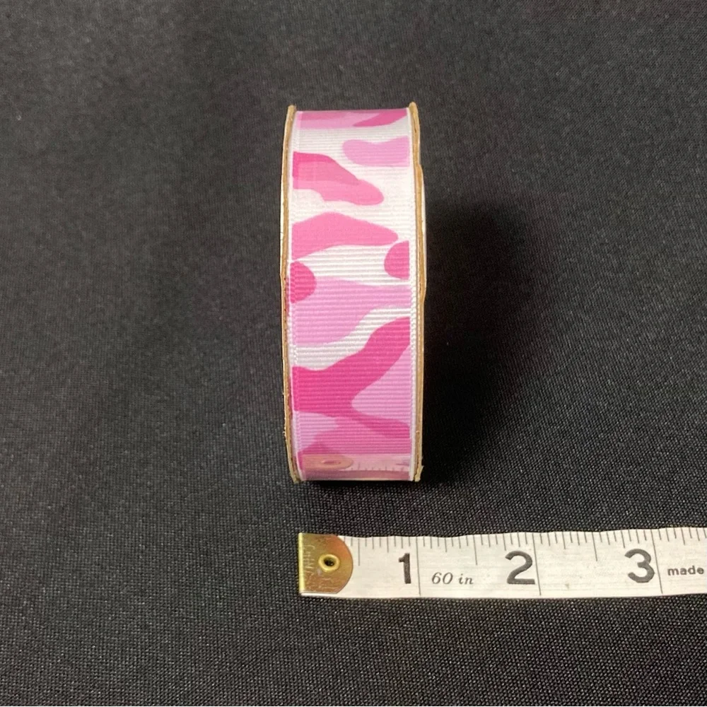 ⭐️ Offray Pink And White Camouflage Grosgrain Craft Ribbon 7/8” x 108”